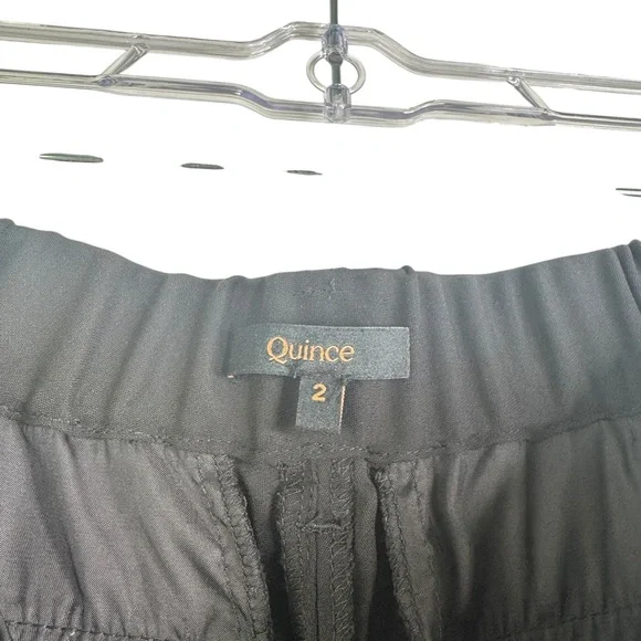 Quince Stretch Crepe Pleated Wide Leg Pants Elastic Career Trouser Work Pants 2 - Picture 8 of 16